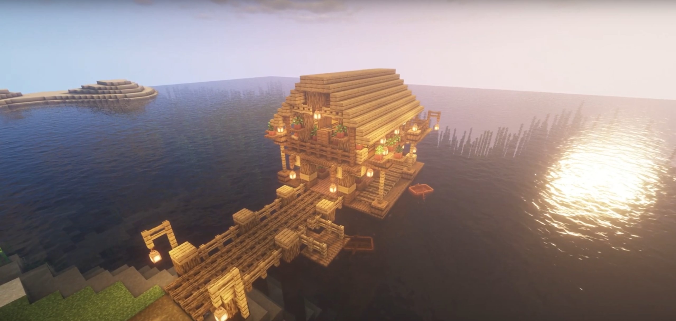 Minecraft Beach house with a dock idea