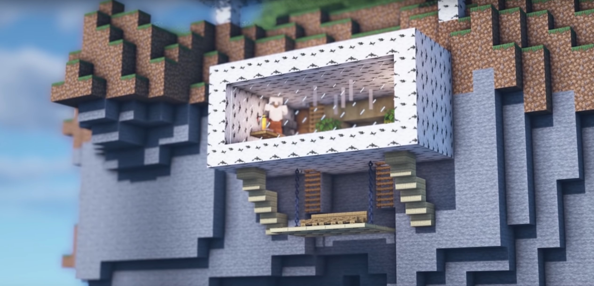 Minecraft Birch Wood Mountain Survival House idea