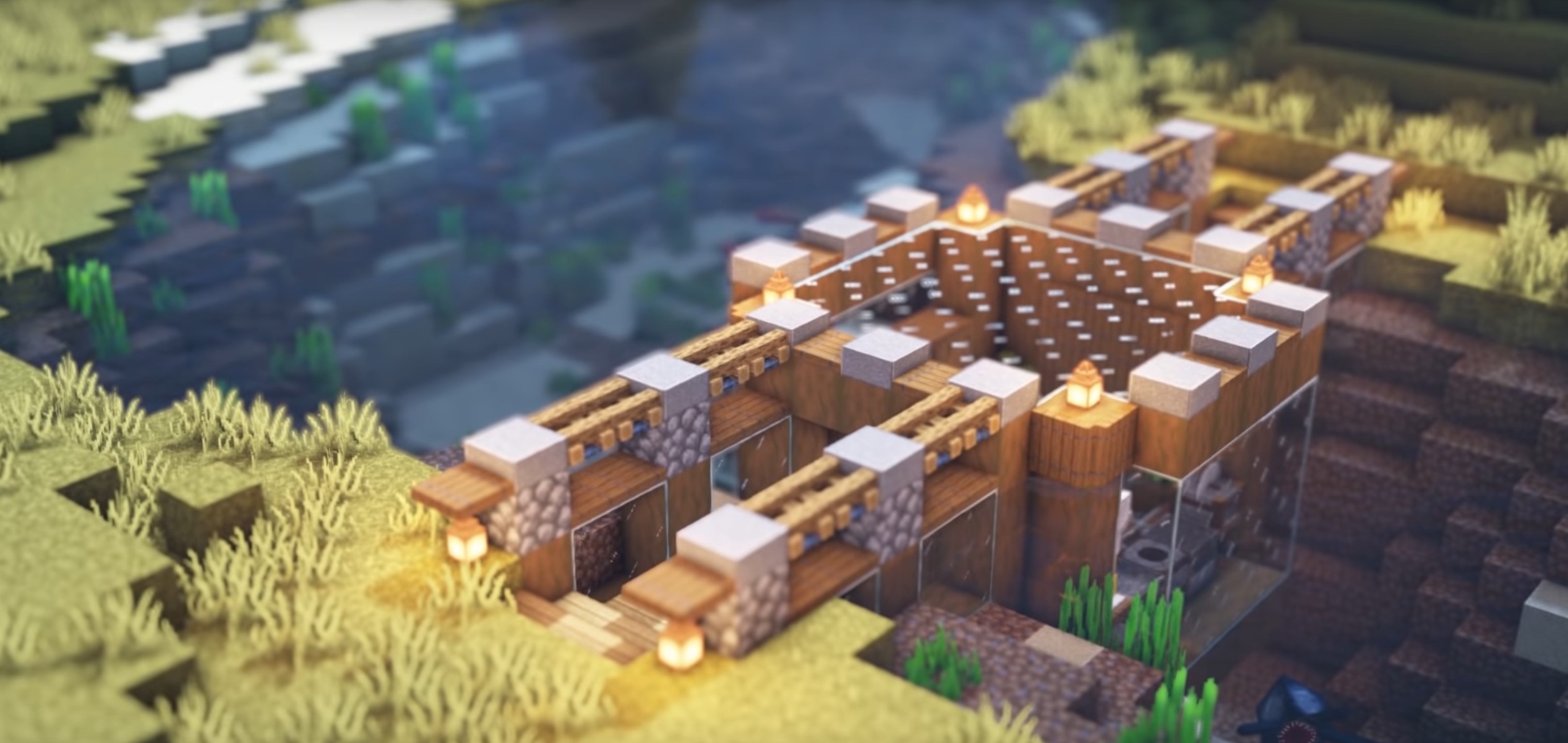 Minecraft Survival Base in a River idea
