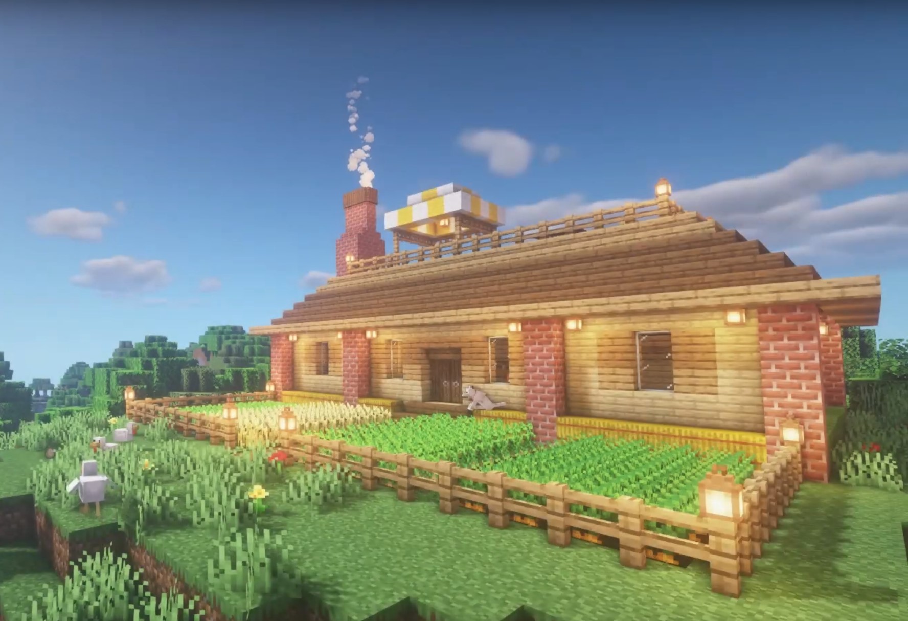 Minecraft Survival Farm House with a field idea