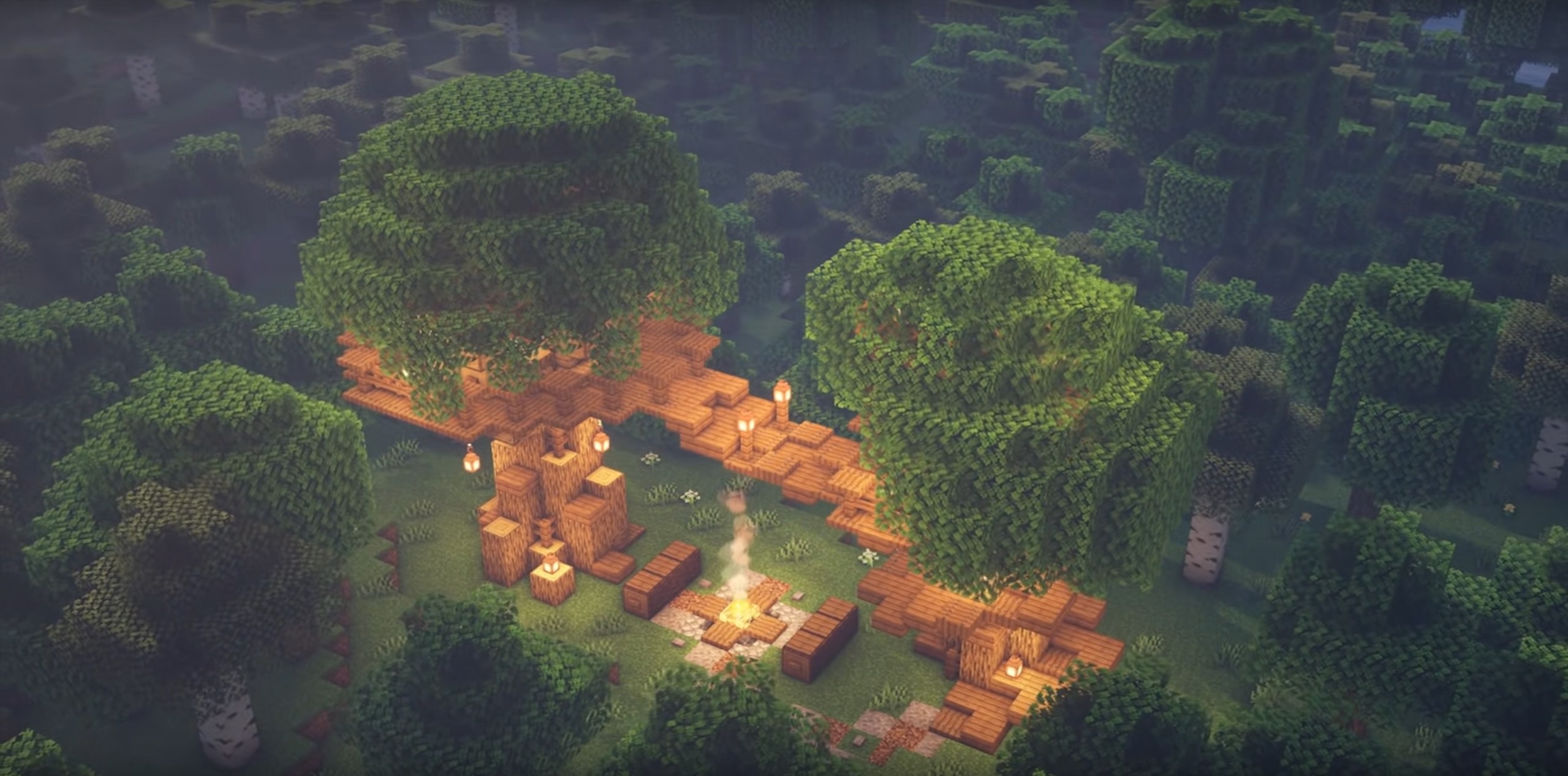 Minecraft Treehouse on two trees idea