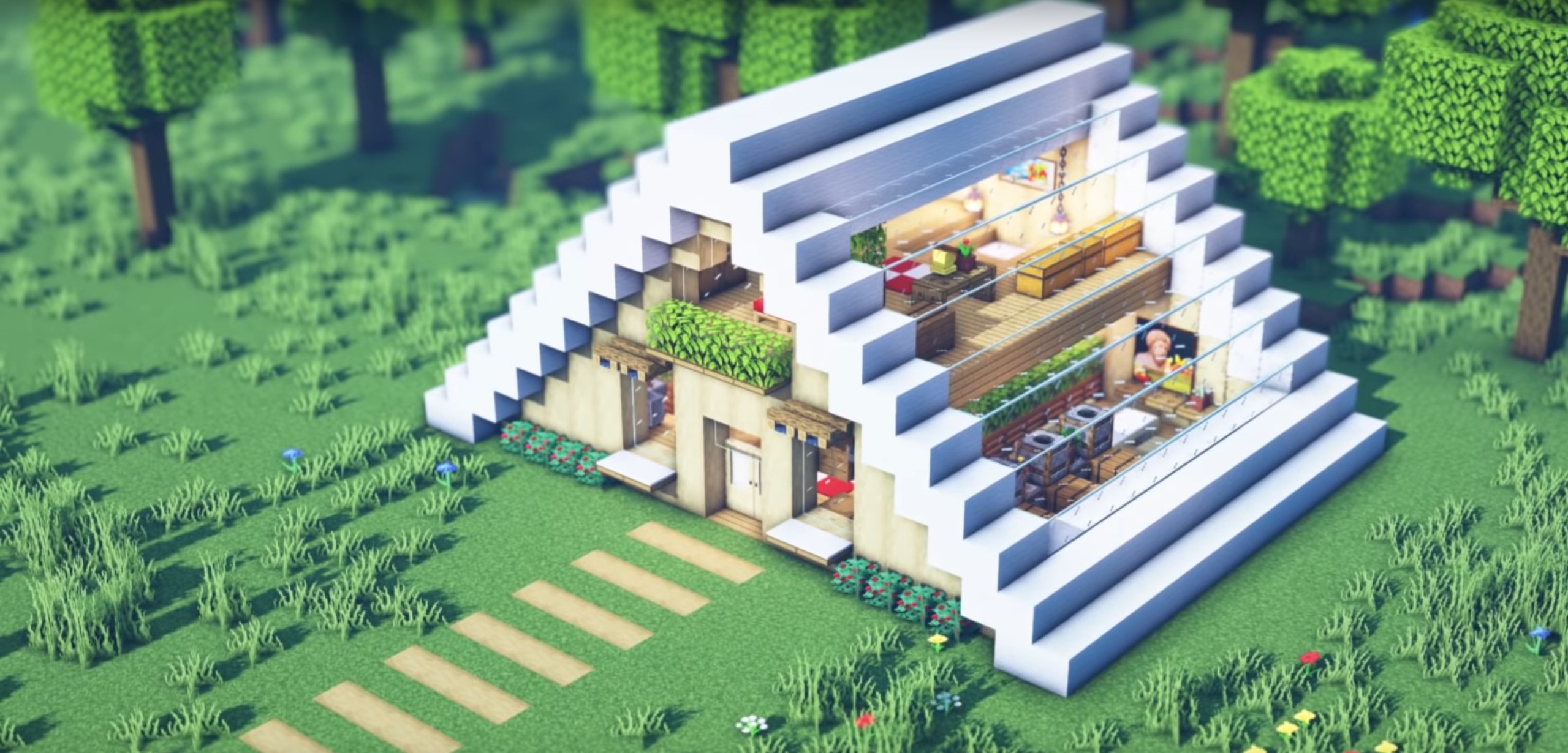 Minecraft Triangle Roof 2-Floor House idea