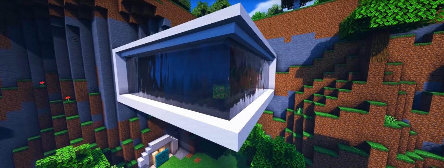 Minecraft Cool Waterfall Mountain Modern House Ideas and Design