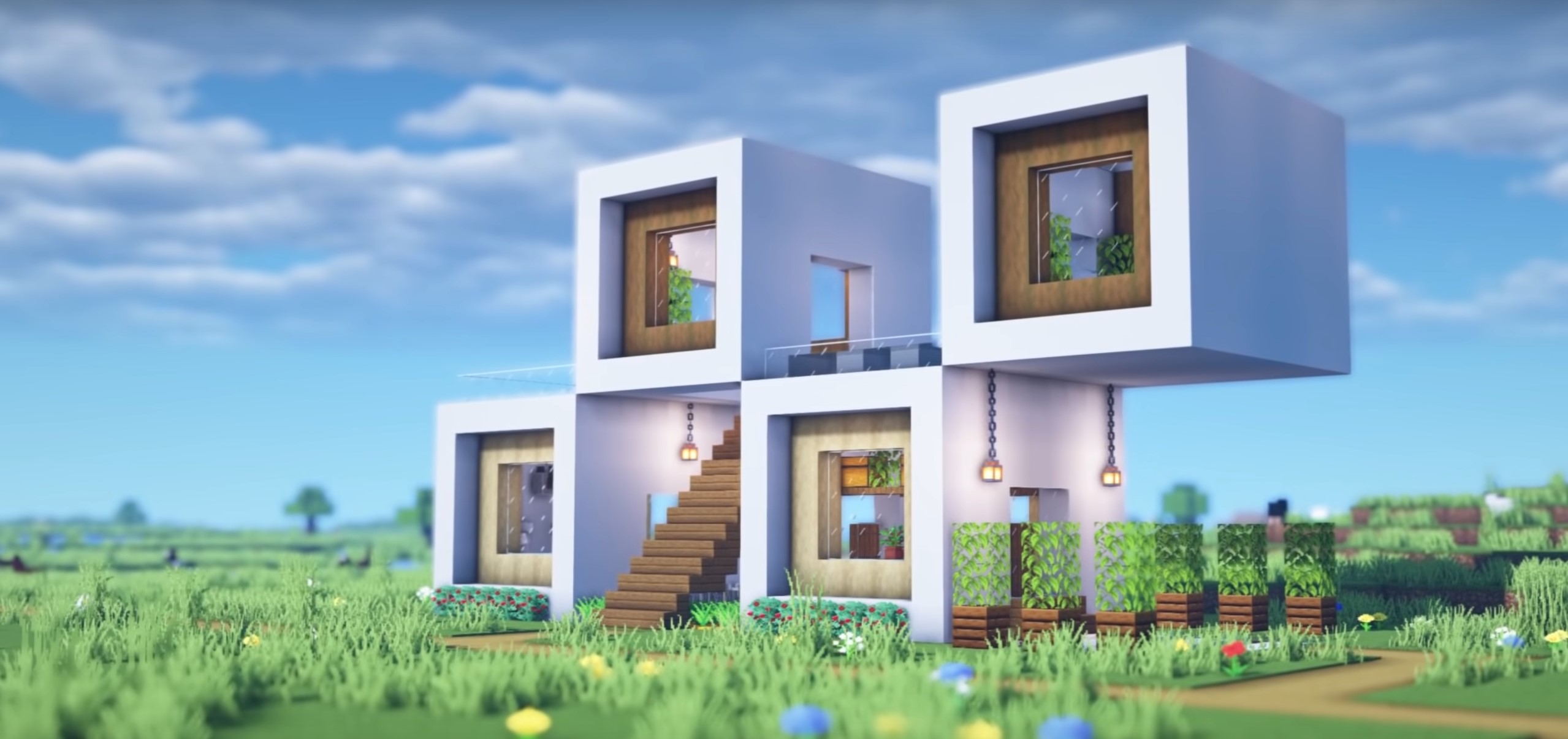 Minecraft Zig Zag 2-Floor Cube House idea