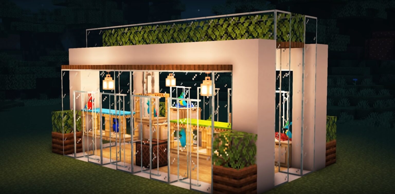 Minecraft Glass Parrot House Ideas And Design   Glass Parrot House 1536x757 