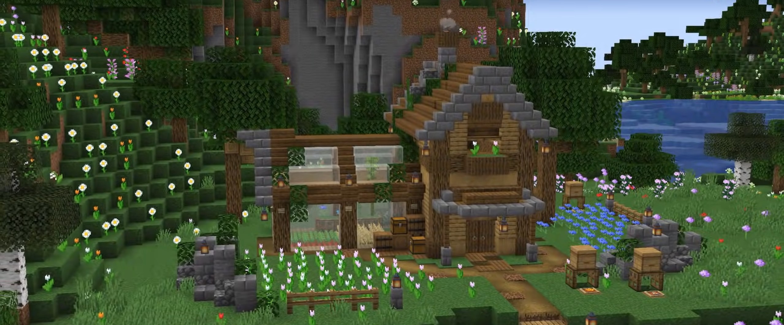 Starter House with Greenhouse minecraft building idea