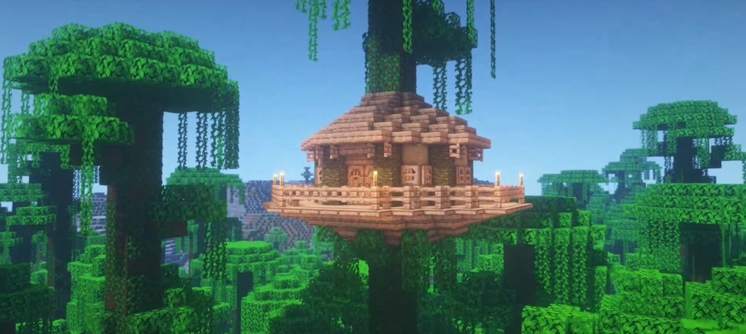 Minecraft Survival Jungle Tree House Ideas and Design