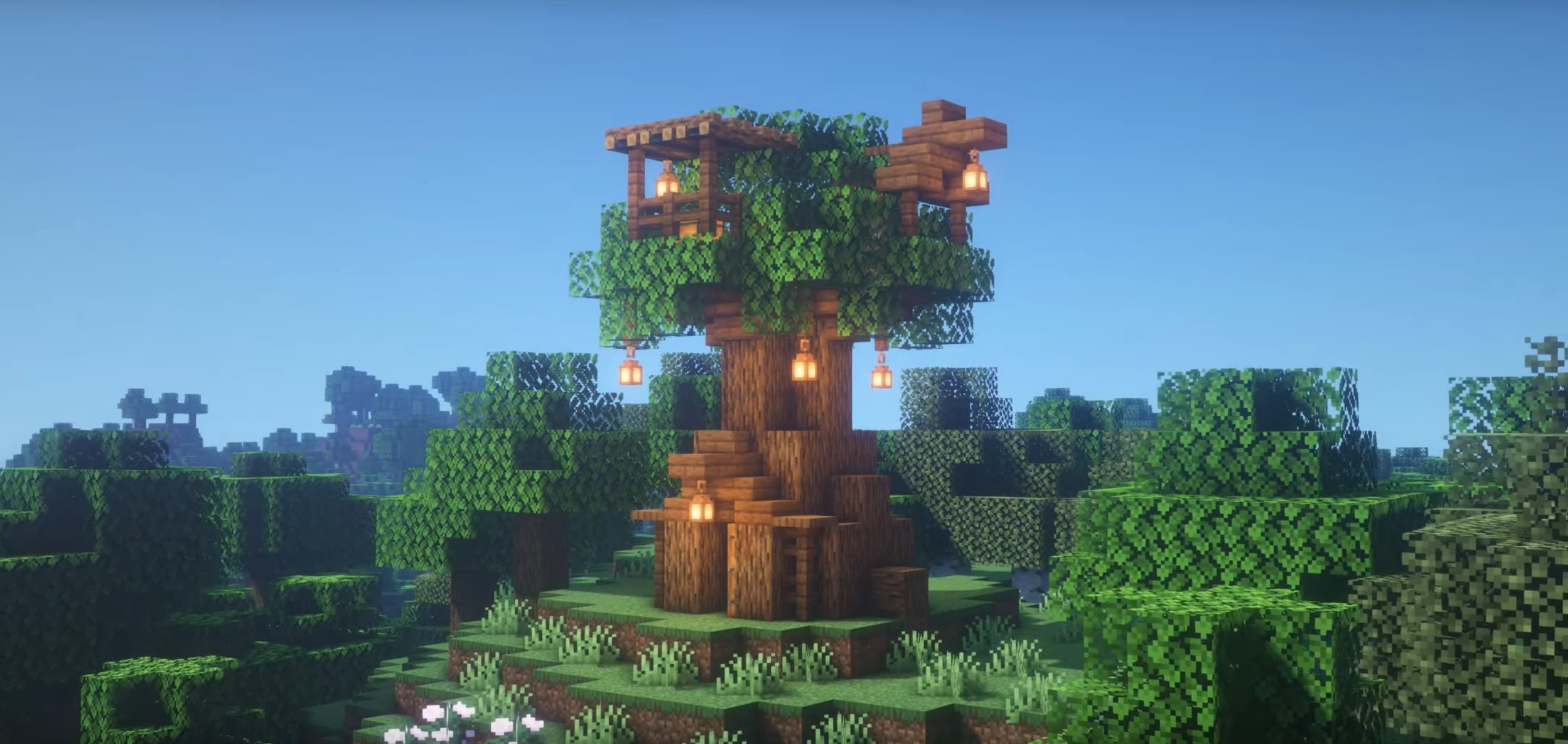 Starter treehouse minecraft building idea