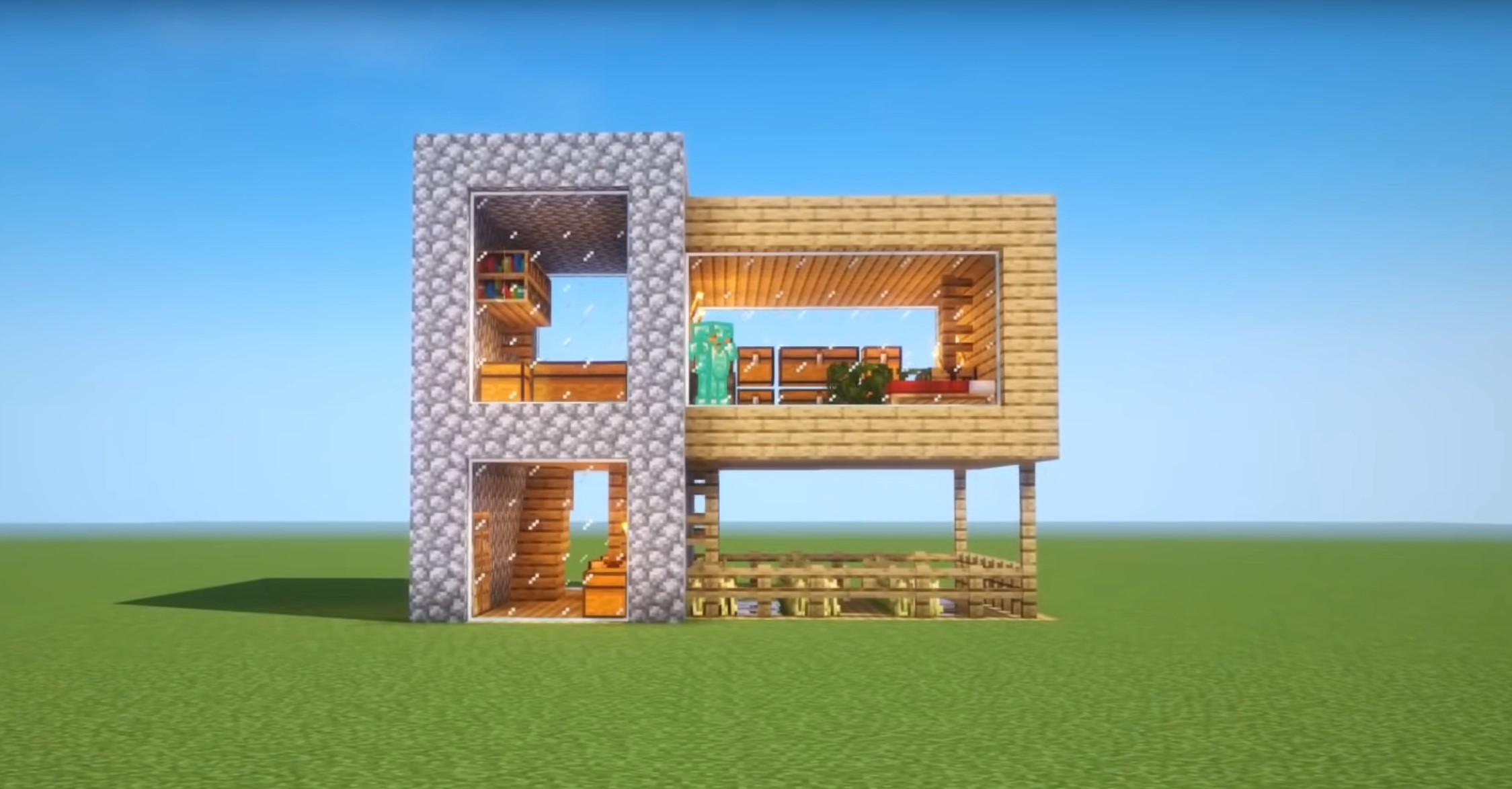 Large Wooden Survival House minecraft building idea