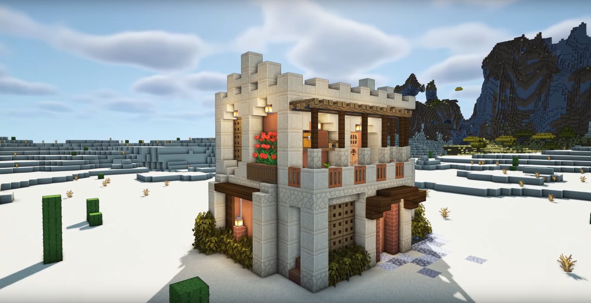 Librarian Desert House minecraft building idea