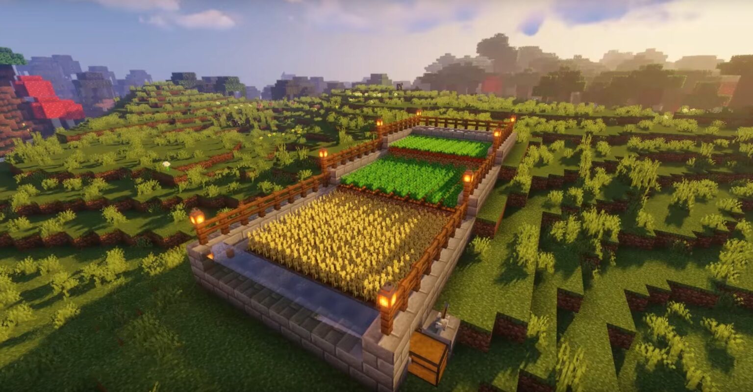 Minecraft Semi-Automatic Crop Farm Ideas and Design