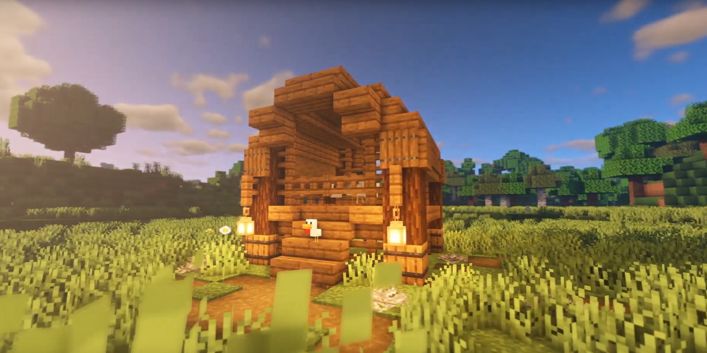 Hopper Operated Egg Collecting Chicken Coop minecraft building idea