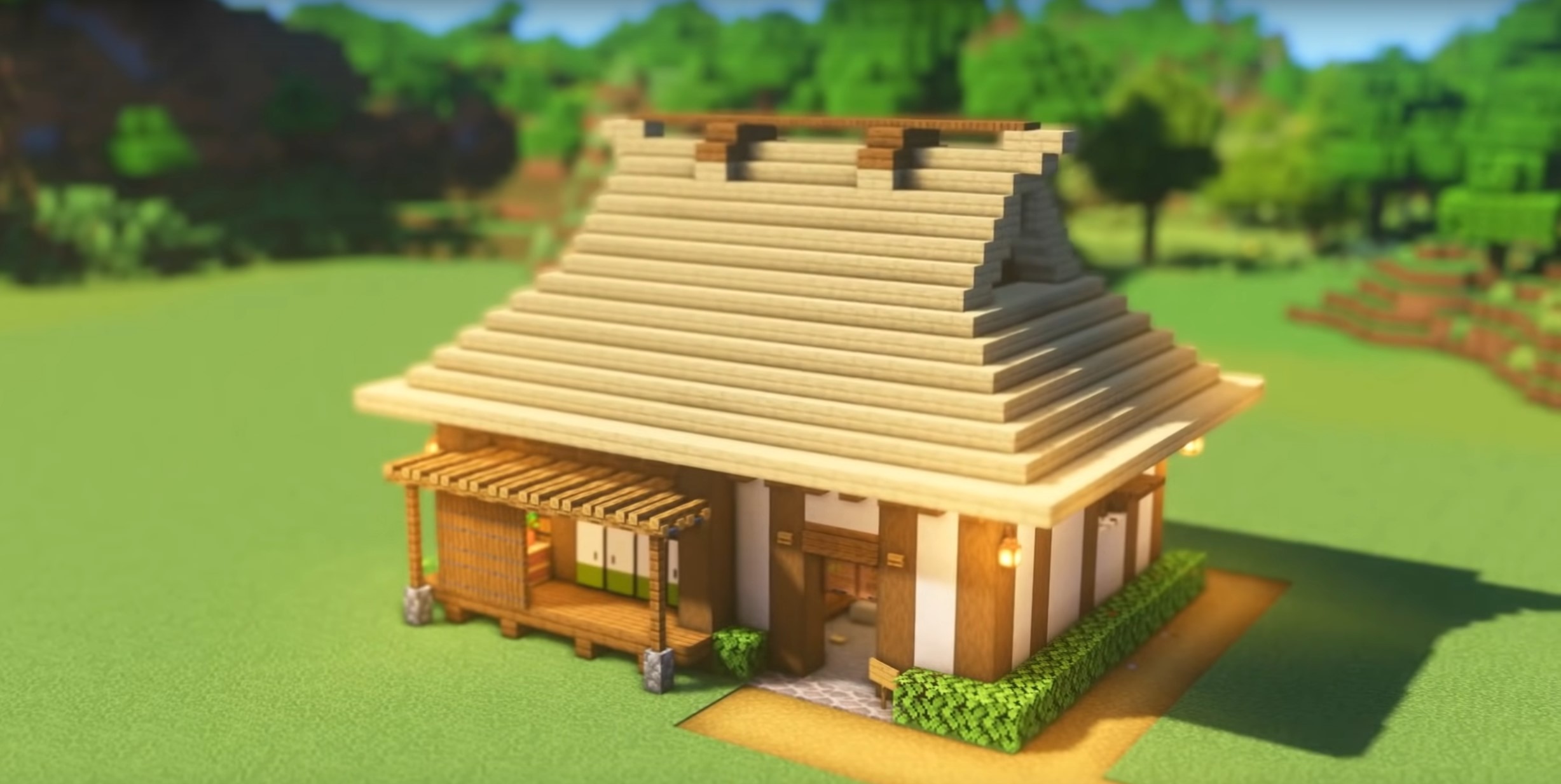 Japanese-style thatched roof house minecraft building idea
