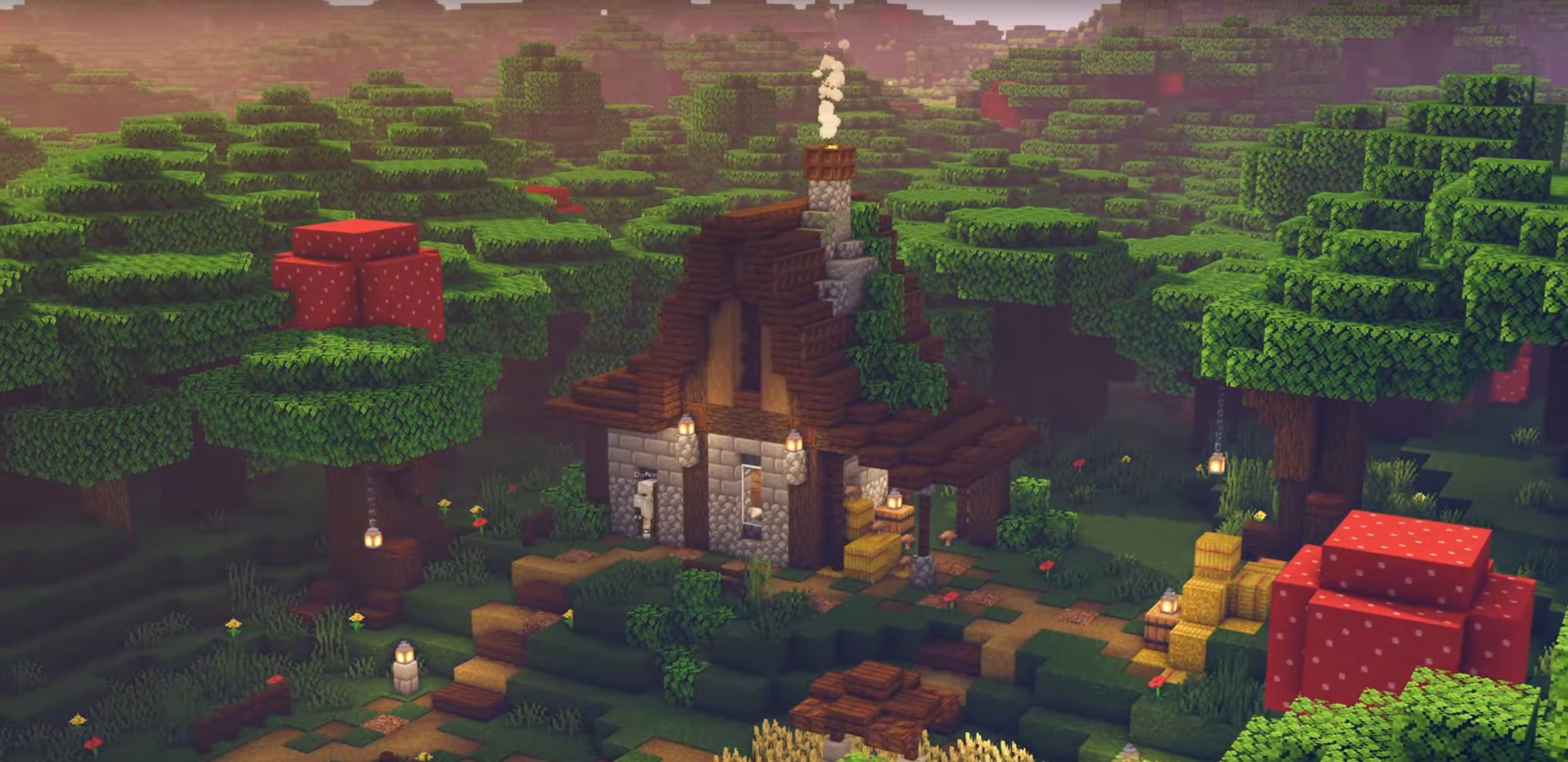 Minecraft Starter House in the Dark Oak Forest