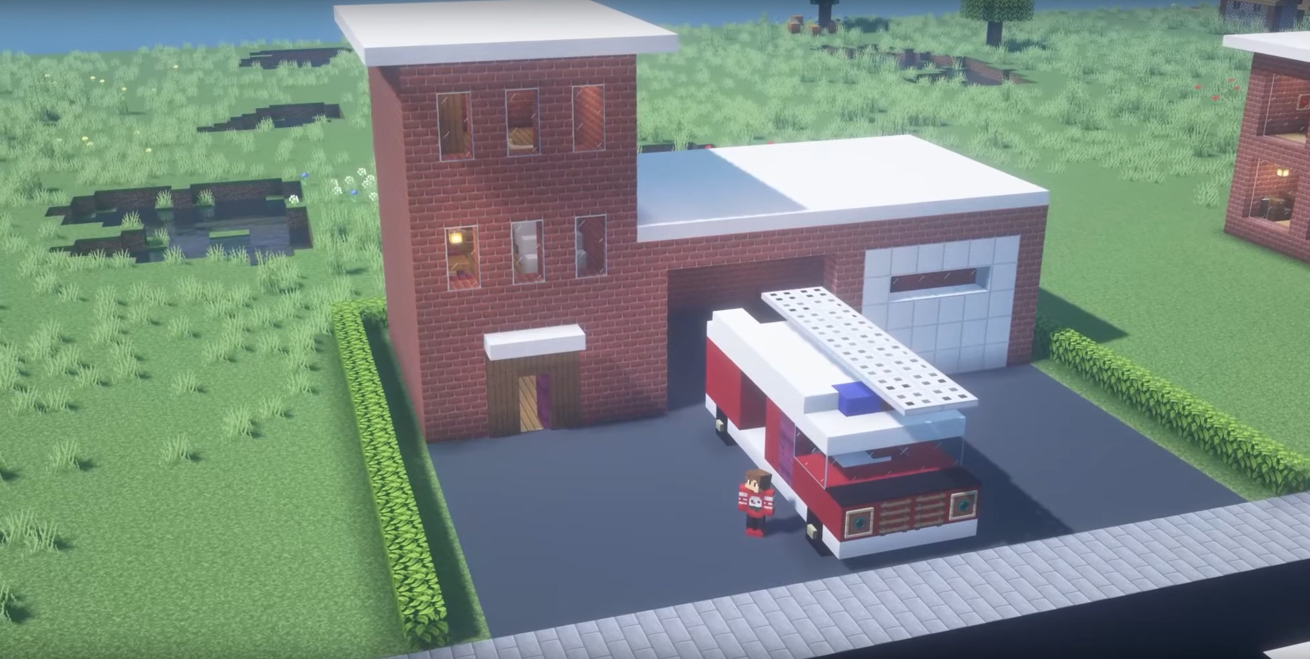 Fire station minecraft building idea