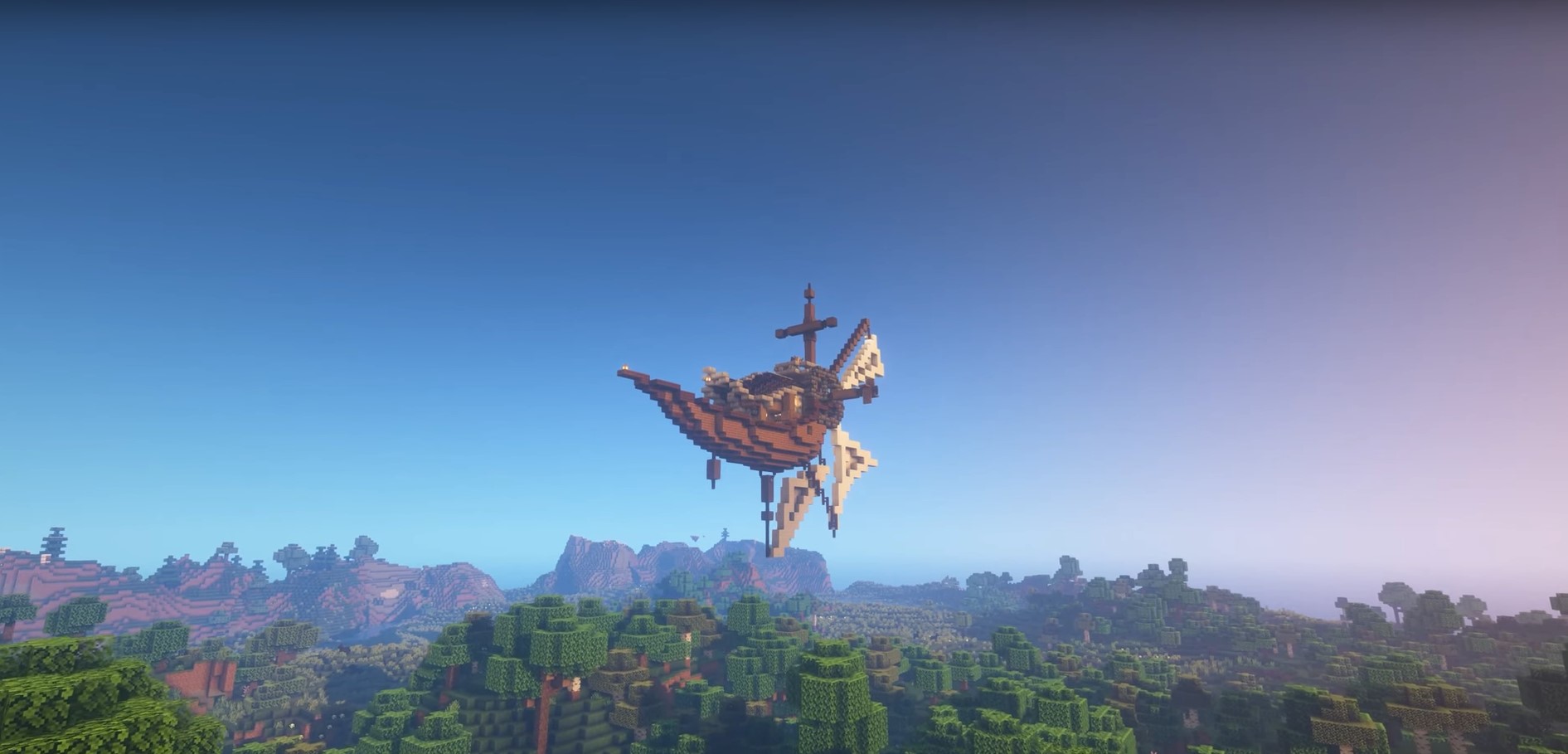 Flying Steampunk ship minecraft building idea