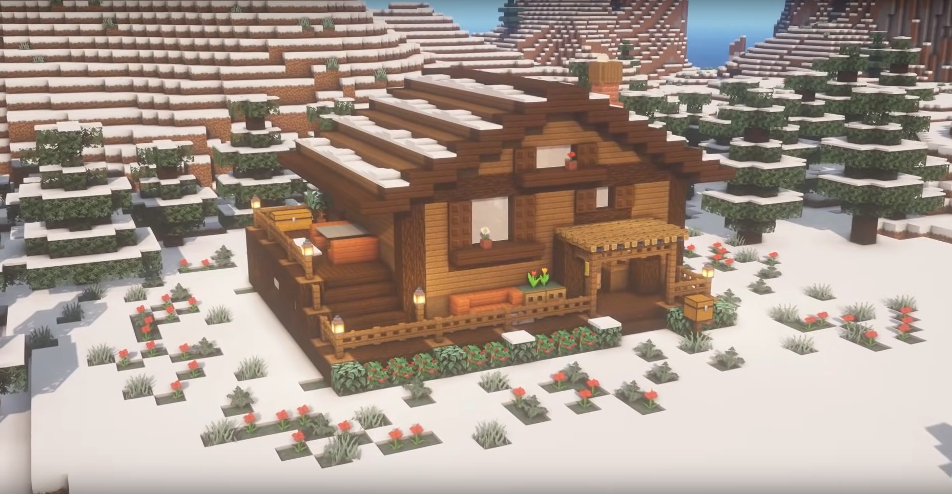 Winter Cabin House minecraft building idea