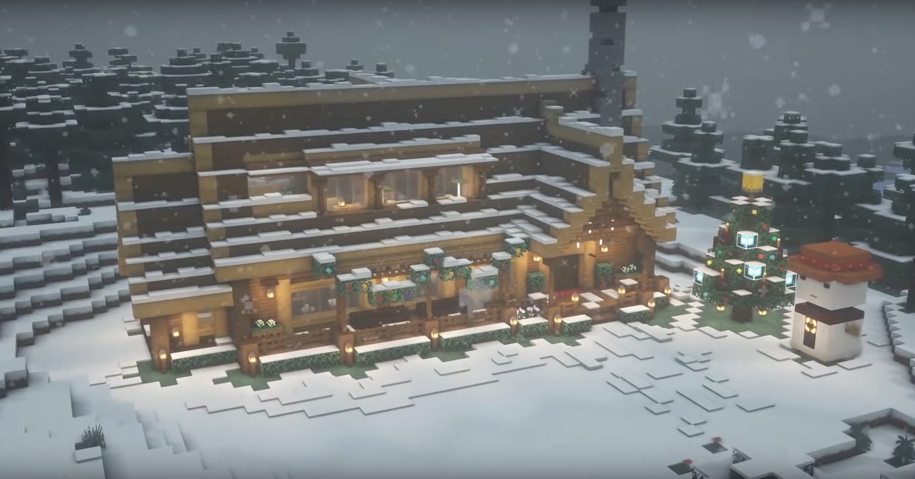Winter Log Cabin minecraft building idea