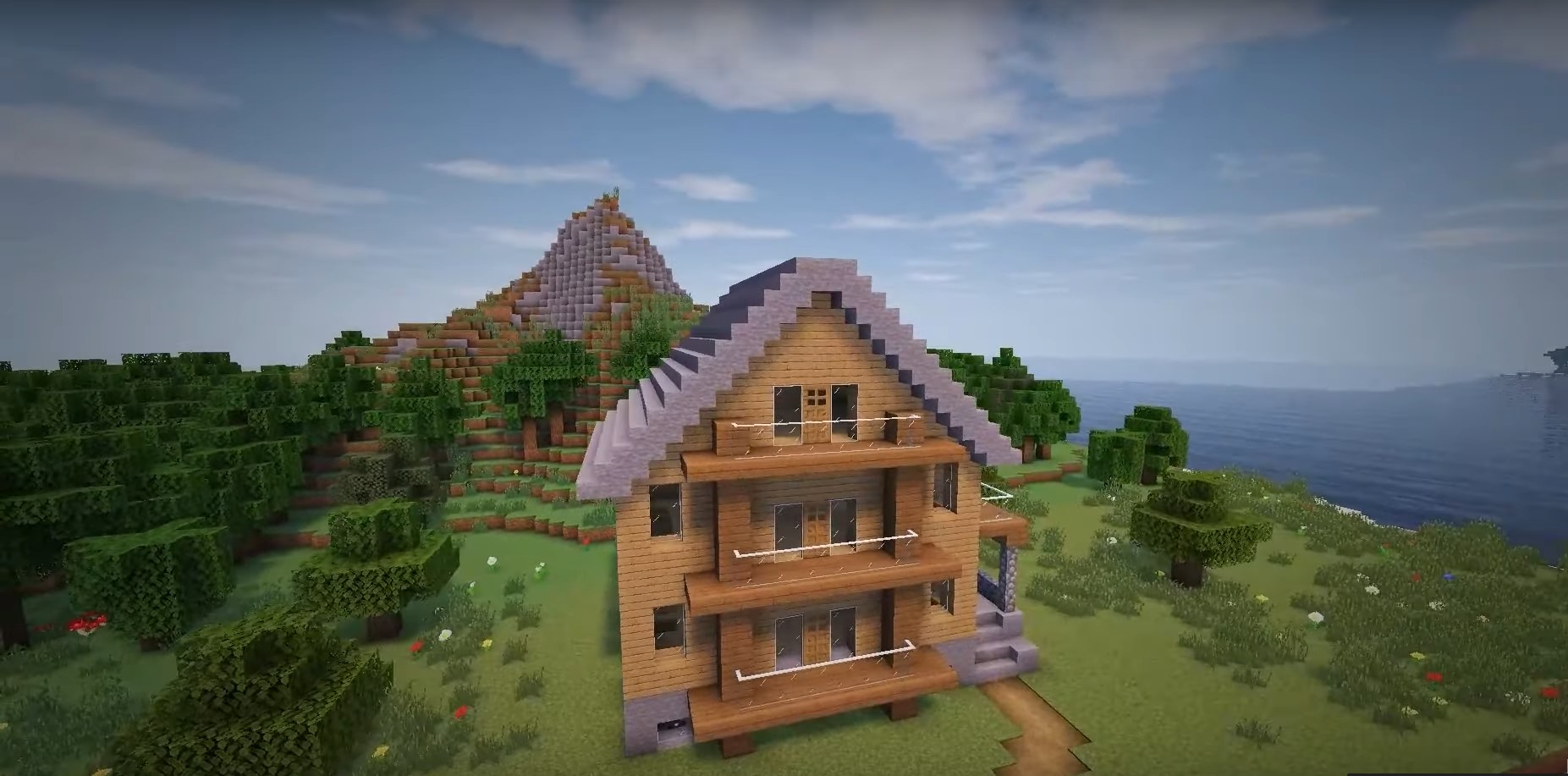 Large Modern House: 4 Floors minecraft building idea