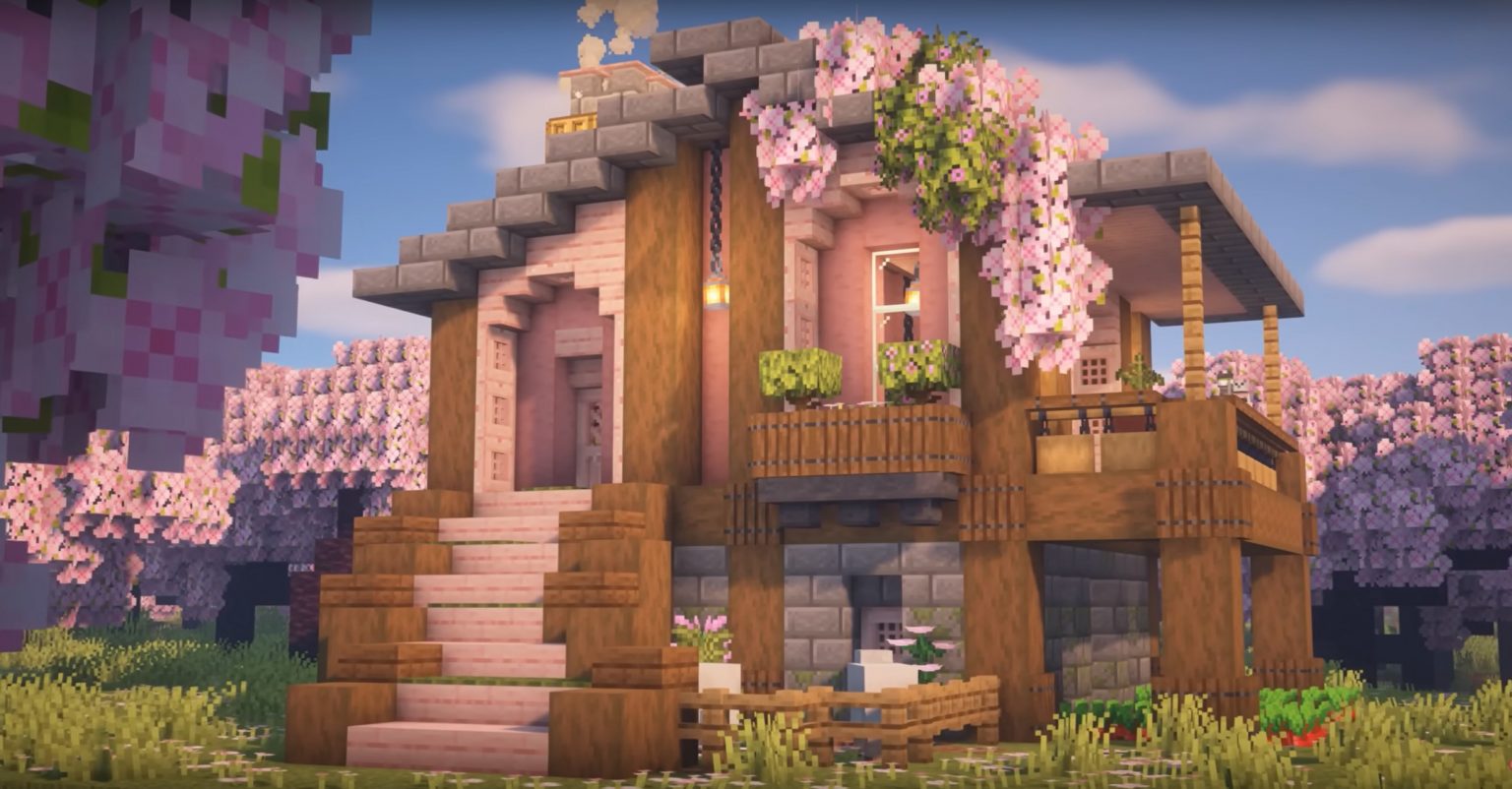 Minecraft Cherry Blossom Survival House Ideas and Design