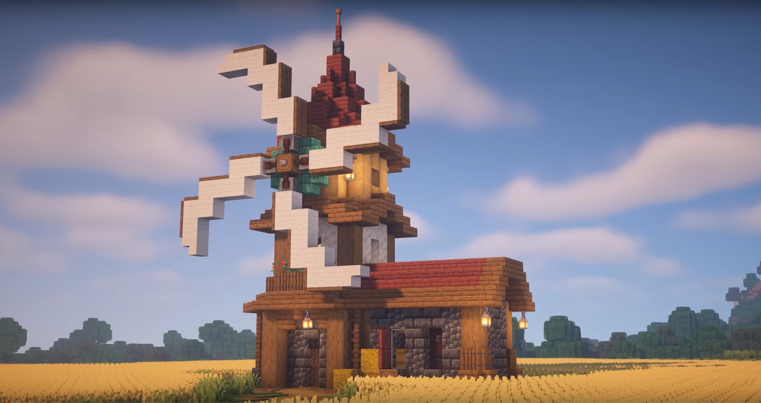 charming windmill minecraft building idea